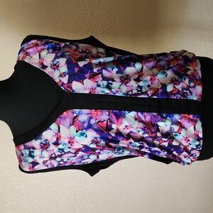 Express Women's Top Size Small Black with Floral